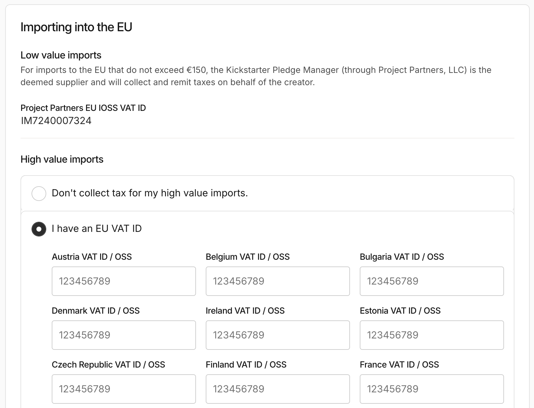 Support for multiple VAT IDs